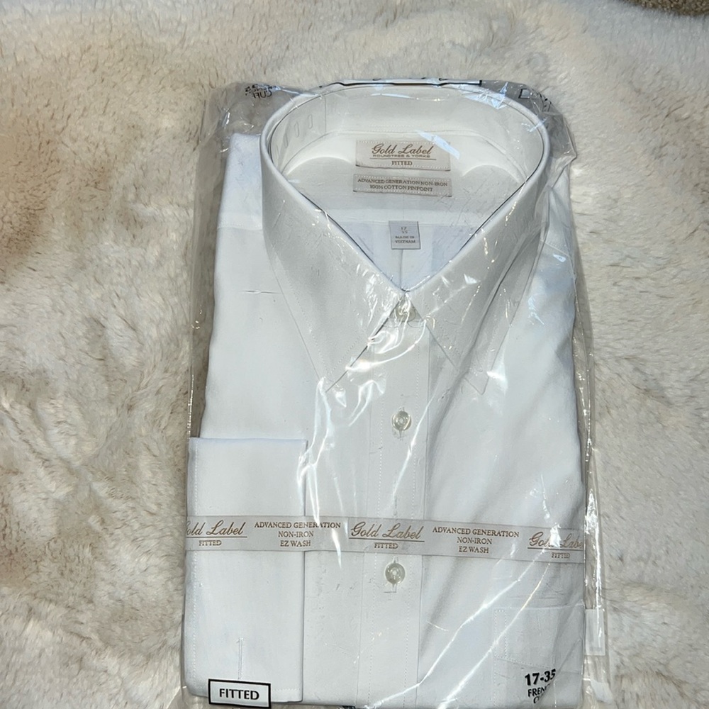 NWT Round Tree & Yorke French Cuff Fitted Dress Shirt